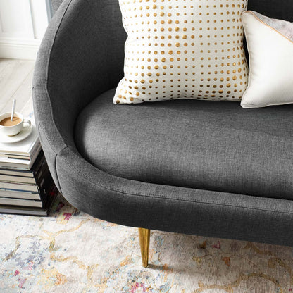 Sublime Vertical Curve Back Fabric Sofa, Fabric Steel Metal, Grey Gray, 17296