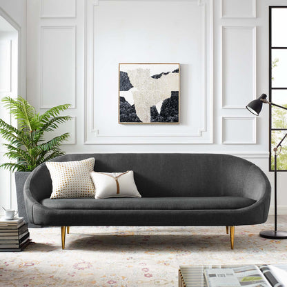 Sublime Vertical Curve Back Fabric Sofa, Fabric Steel Metal, Grey Gray, 17296