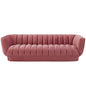 Entertain Vertical Channel Tufted Performance Velvet Sofa, Velvet Fabric, Pink, 17297