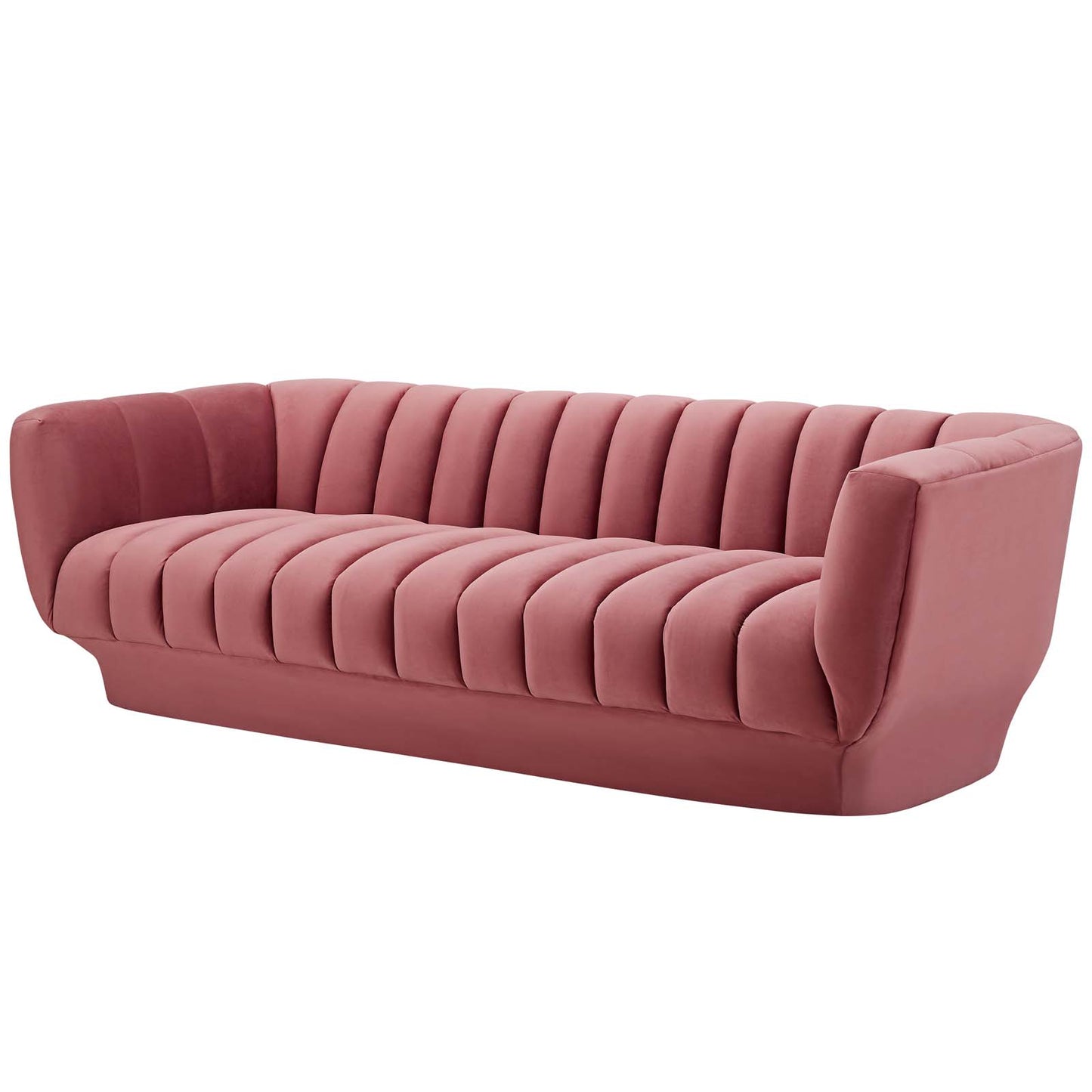Entertain Vertical Channel Tufted Performance Velvet Sofa, Velvet Fabric, Pink, 17297