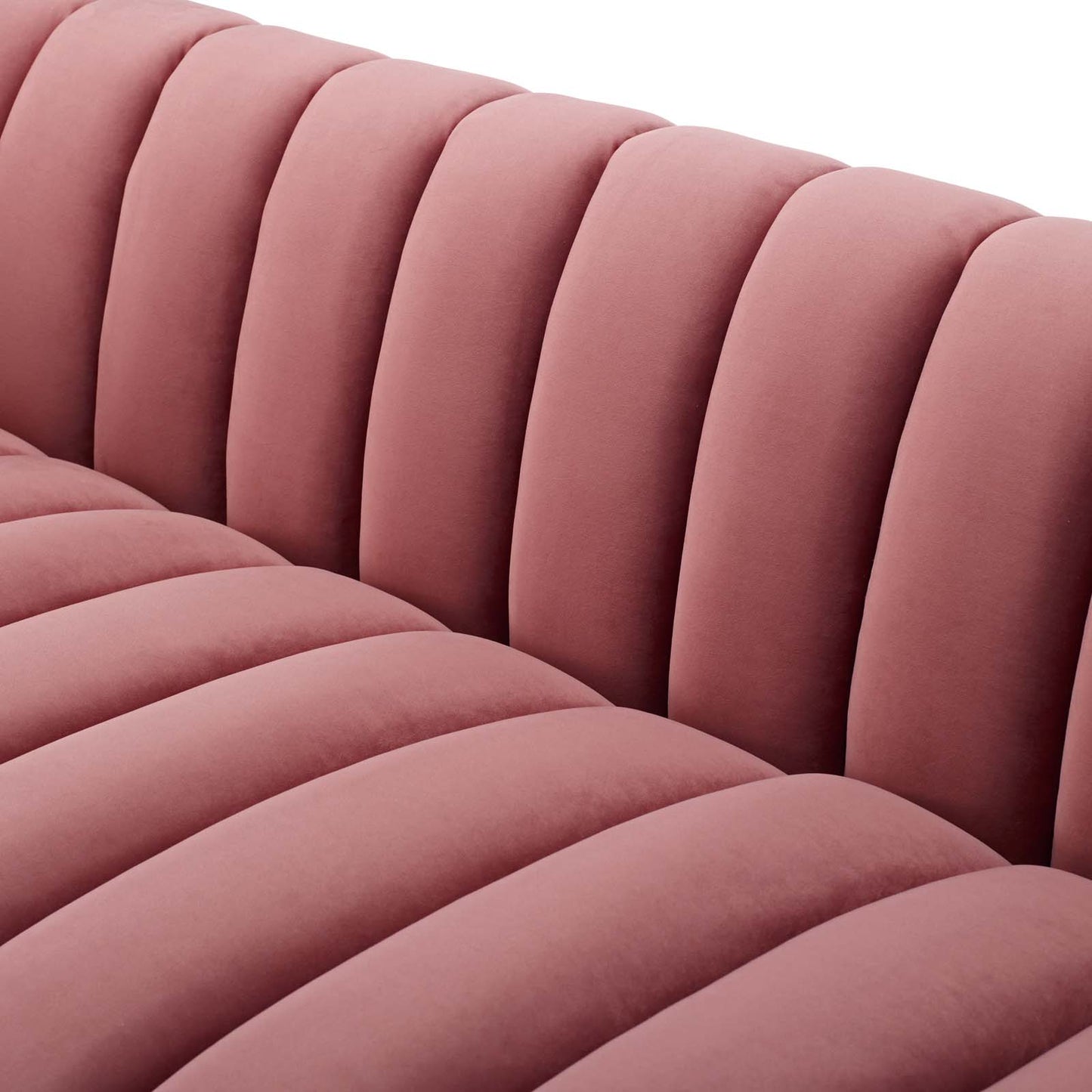 Entertain Vertical Channel Tufted Performance Velvet Sofa, Velvet Fabric, Pink, 17297