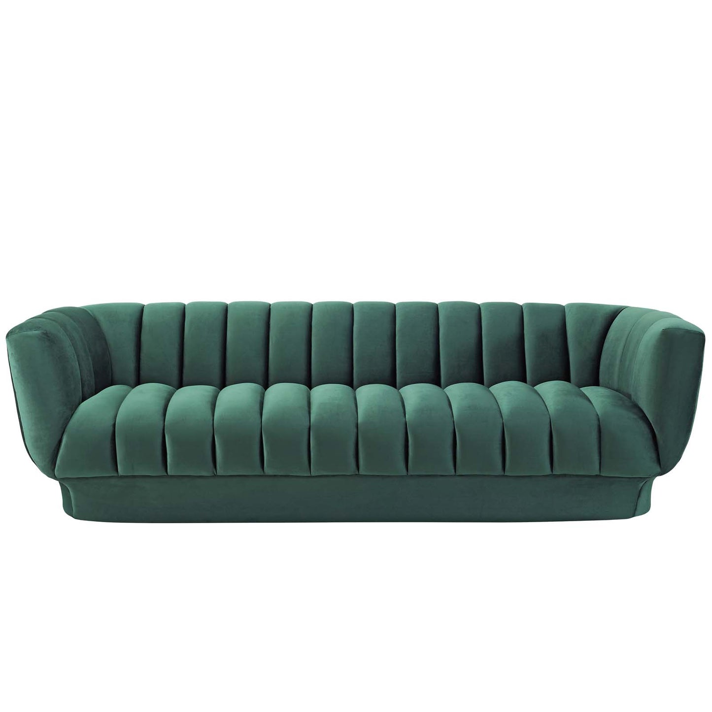 Entertain Vertical Channel Tufted Performance Velvet Sofa, Velvet Fabric, Green, 17298