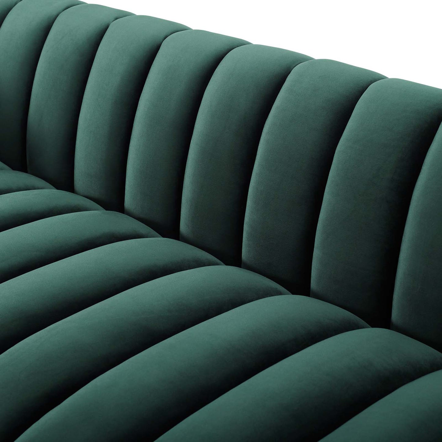 Entertain Vertical Channel Tufted Performance Velvet Sofa, Velvet Fabric, Green, 17298
