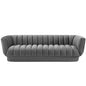 Entertain Vertical Channel Tufted Performance Velvet Sofa, Velvet Fabric, Grey Gray, 17299