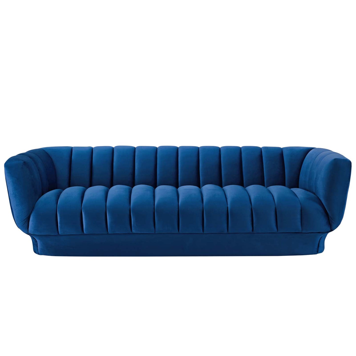 Entertain Vertical Channel Tufted Performance Velvet Sofa, Velvet Fabric, Navy Blue, 17300