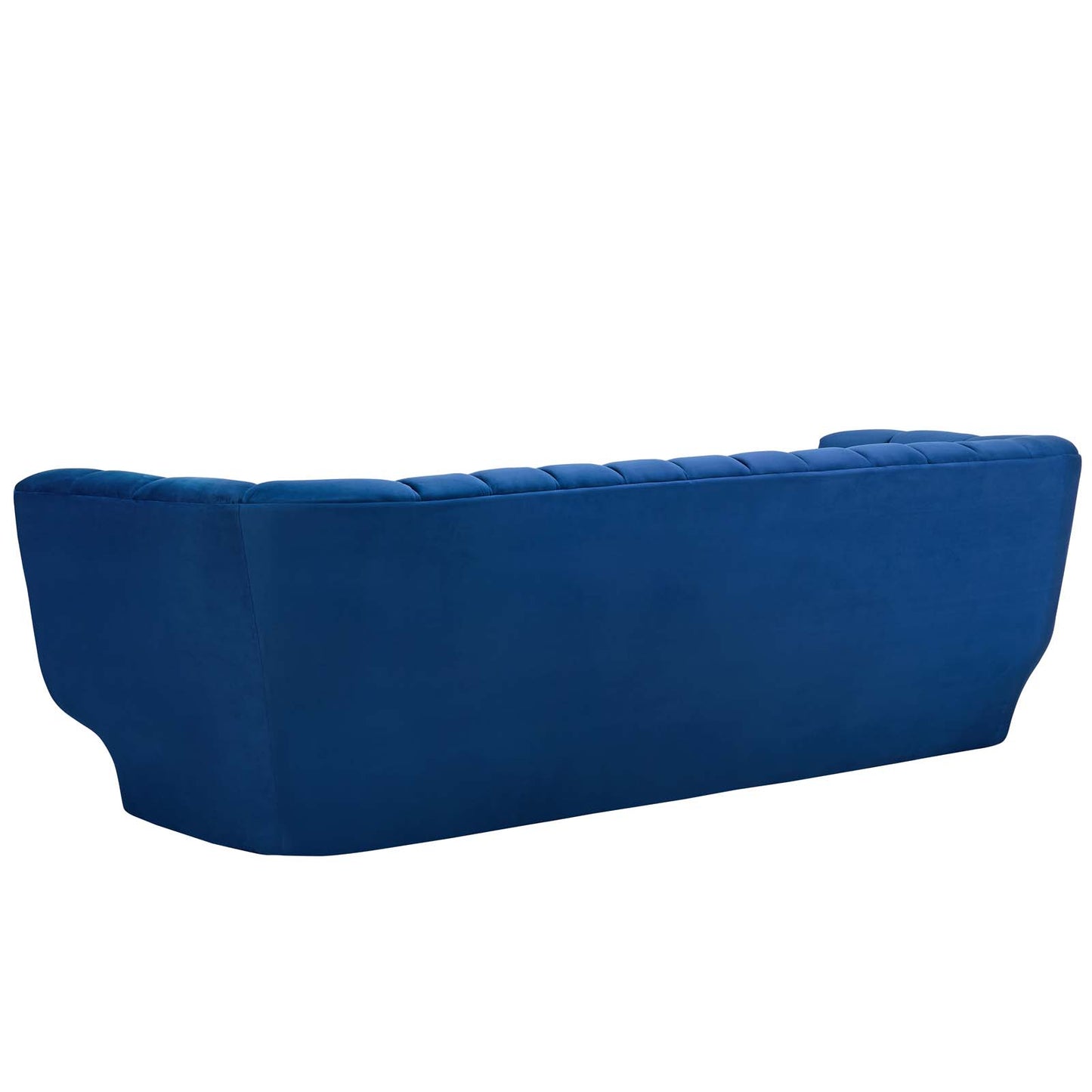 Entertain Vertical Channel Tufted Performance Velvet Sofa, Velvet Fabric, Navy Blue, 17300