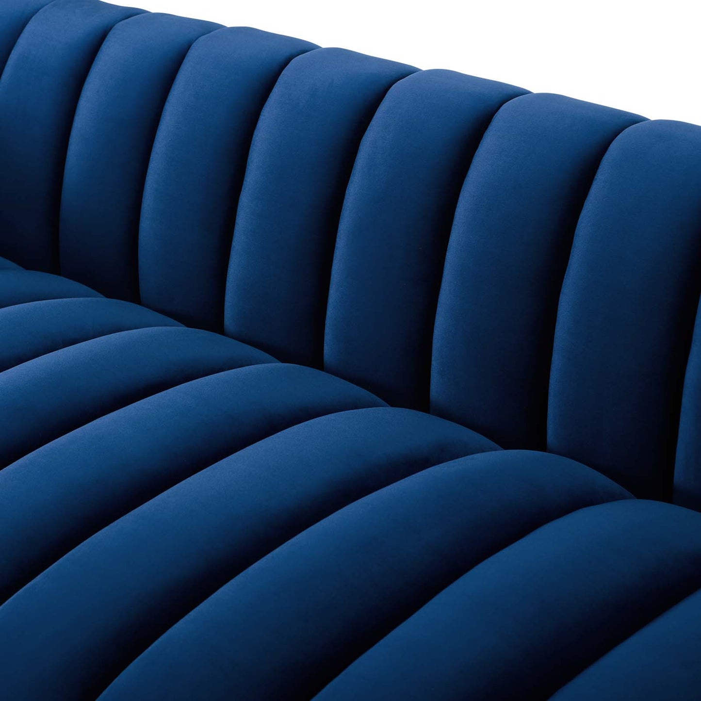 Entertain Vertical Channel Tufted Performance Velvet Sofa, Velvet Fabric, Navy Blue, 17300