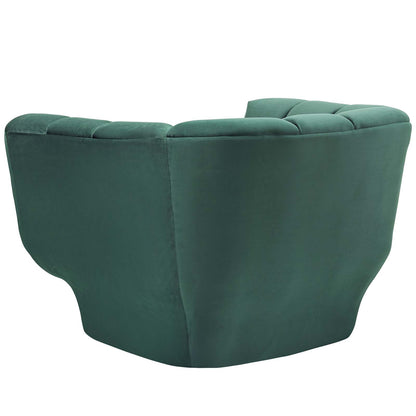 Entertain Vertical Channel Tufted Performance Velvet Armchair, Velvet Fabric, Green, 17302