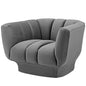 Entertain Vertical Channel Tufted Performance Velvet Armchair, Velvet Fabric, Grey Gray, 17303