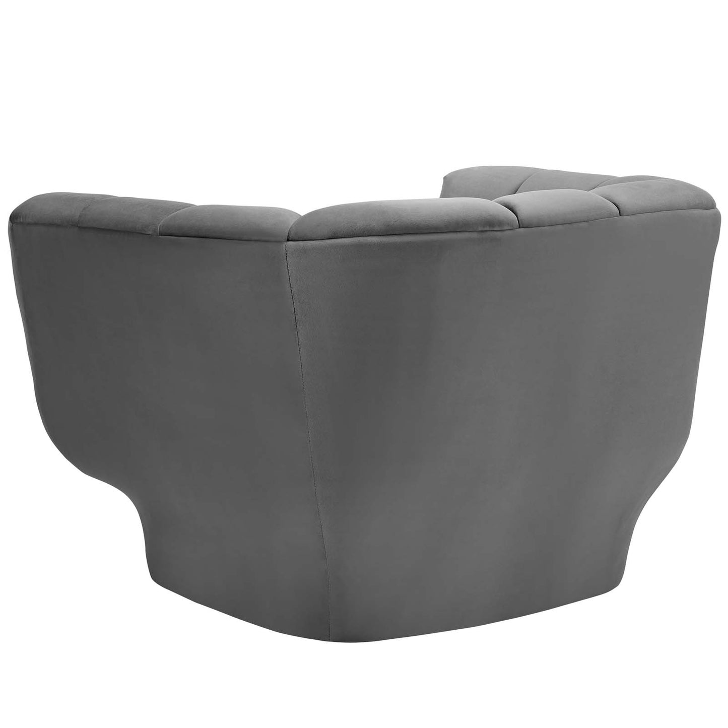 Entertain Vertical Channel Tufted Performance Velvet Armchair, Velvet Fabric, Grey Gray, 17303
