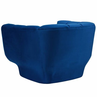 Entertain Vertical Channel Tufted Performance Velvet Armchair, Velvet Fabric, Navy Blue, 17304