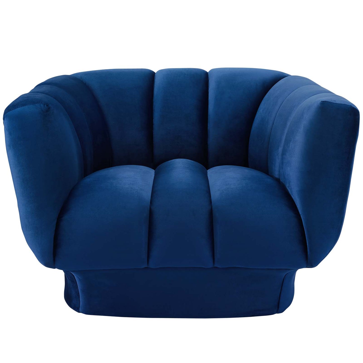 Entertain Vertical Channel Tufted Performance Velvet Armchair, Velvet Fabric, Navy Blue, 17304