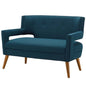 Sheer Upholstered Fabric Loveseat, Fabric, Navy Blue, 17305