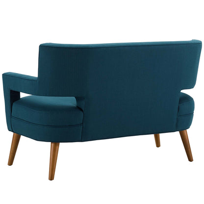 Sheer Upholstered Fabric Loveseat, Fabric, Navy Blue, 17305