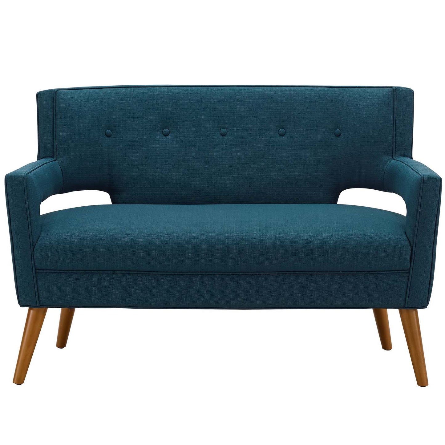 Sheer Upholstered Fabric Loveseat, Fabric, Navy Blue, 17305