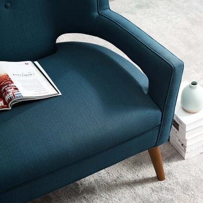 Sheer Upholstered Fabric Loveseat, Fabric, Navy Blue, 17305