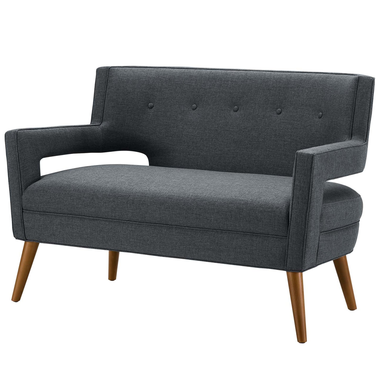 Sheer Upholstered Fabric Loveseat, Fabric, Grey Gray, 17306