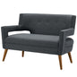 Sheer Upholstered Fabric Loveseat, Fabric, Grey Gray, 17306