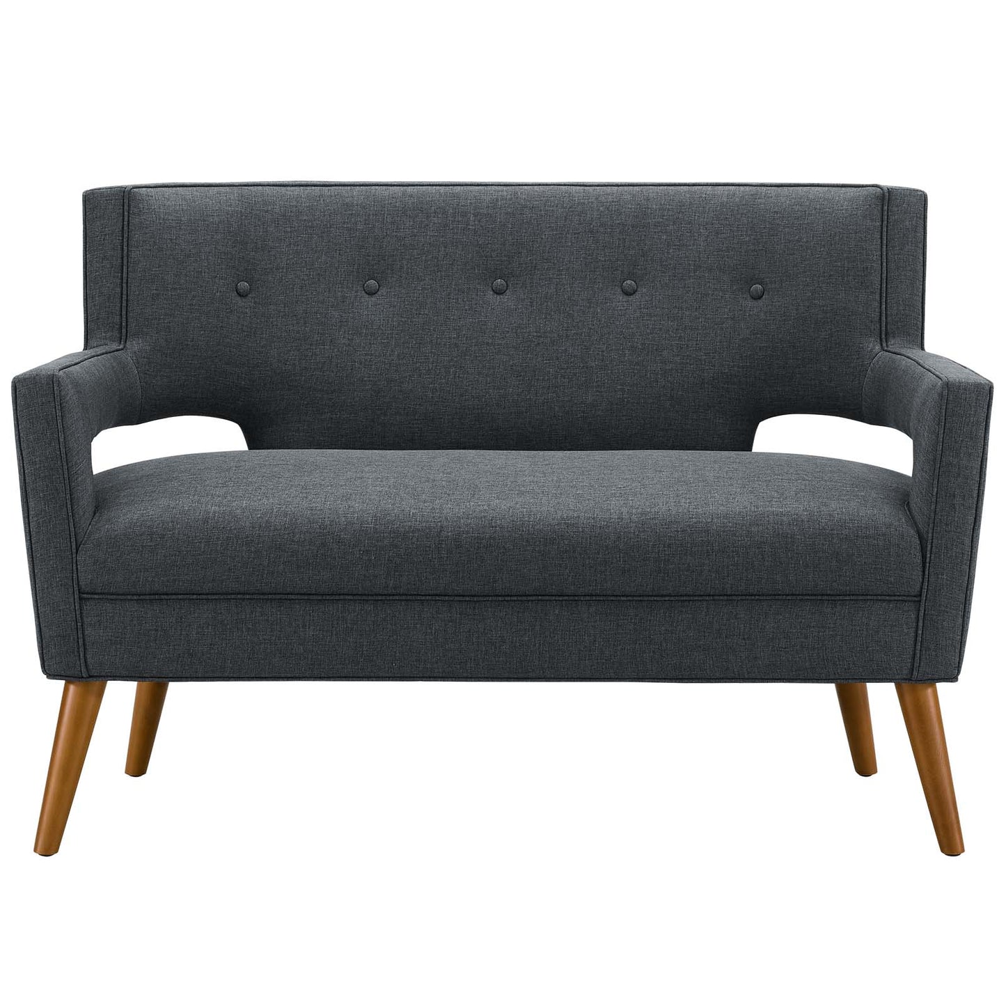 Sheer Upholstered Fabric Loveseat, Fabric, Grey Gray, 17306