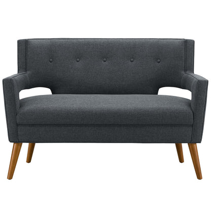 Sheer Upholstered Fabric Loveseat, Fabric, Grey Gray, 17306