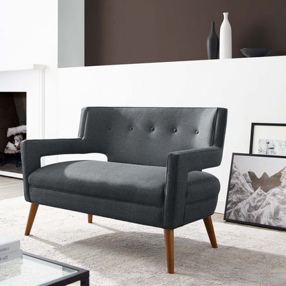 Sheer Upholstered Fabric Loveseat, Fabric, Grey Gray, 17306