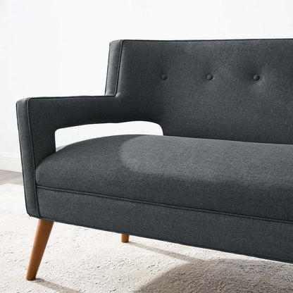 Sheer Upholstered Fabric Loveseat, Fabric, Grey Gray, 17306
