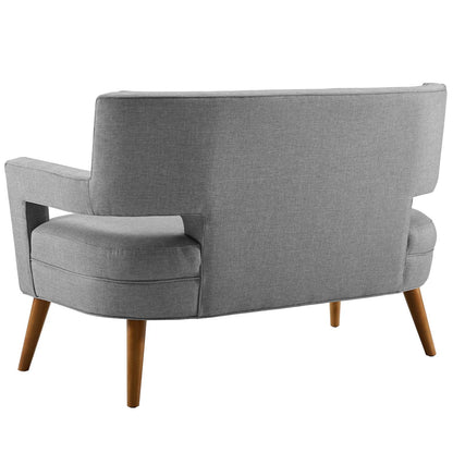 Sheer Upholstered Fabric Loveseat, Fabric, Light Grey Gray, 17307