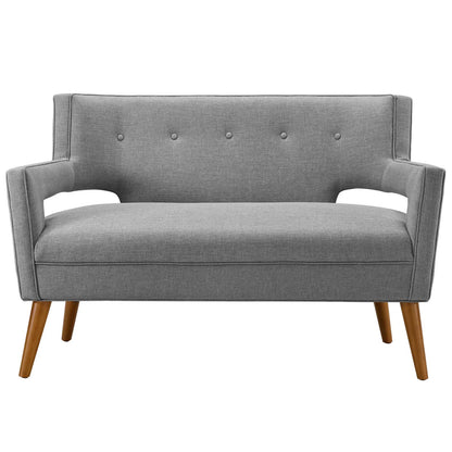 Sheer Upholstered Fabric Loveseat, Fabric, Light Grey Gray, 17307