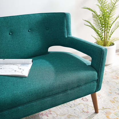Sheer Upholstered Fabric Loveseat, Fabric, Aqua Blue, 17309