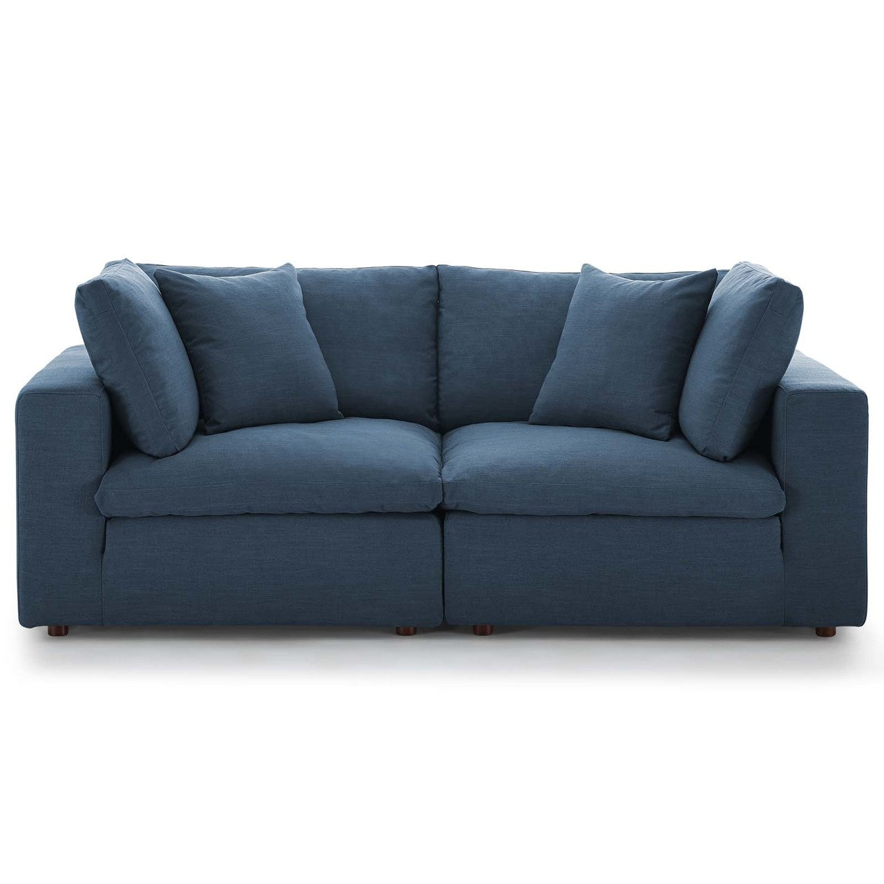 Commix Down Filled Overstuffed 2 Piece Sectional Sofa Set, Fabric, Navy Blue 15716