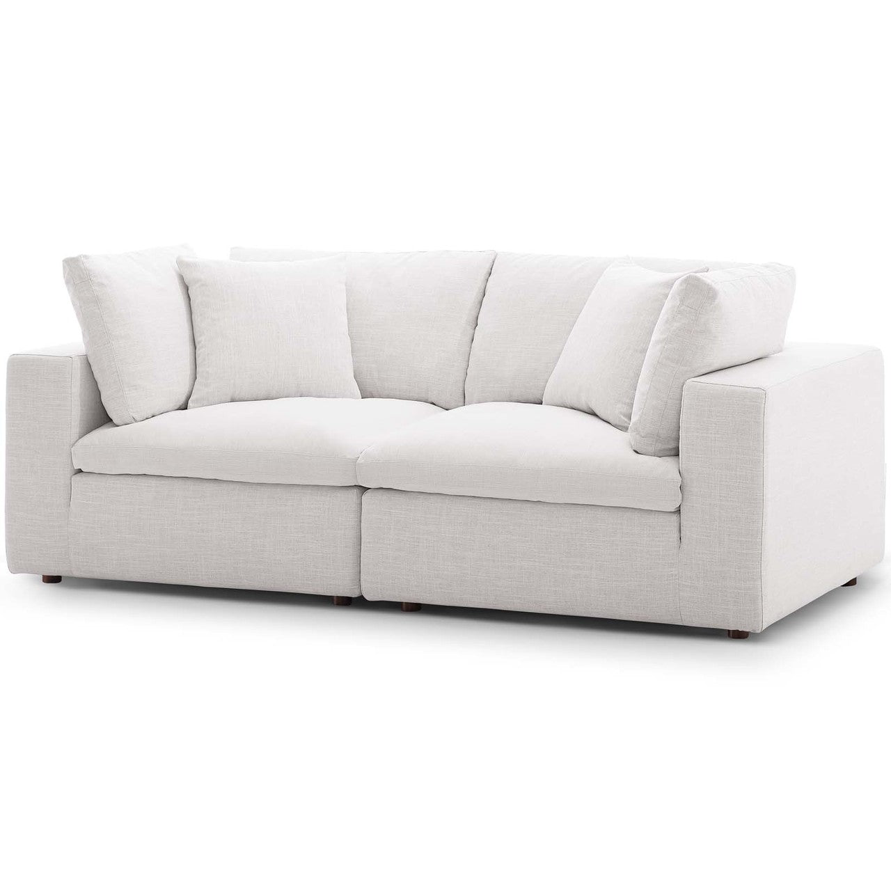 Commix Down Filled Overstuffed 2 Piece Sectional Sofa Set, Fabric, Beige 15717