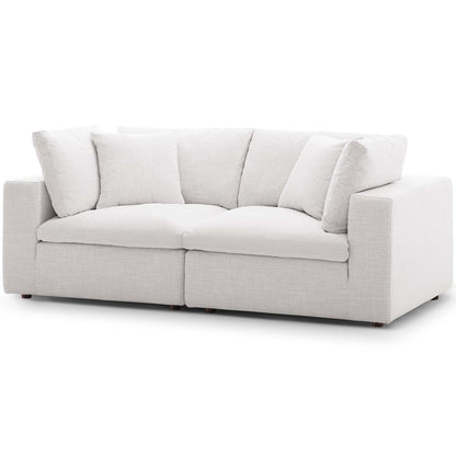 Commix Down Filled Overstuffed 2 Piece Sectional Sofa Set, Fabric, Beige 15717