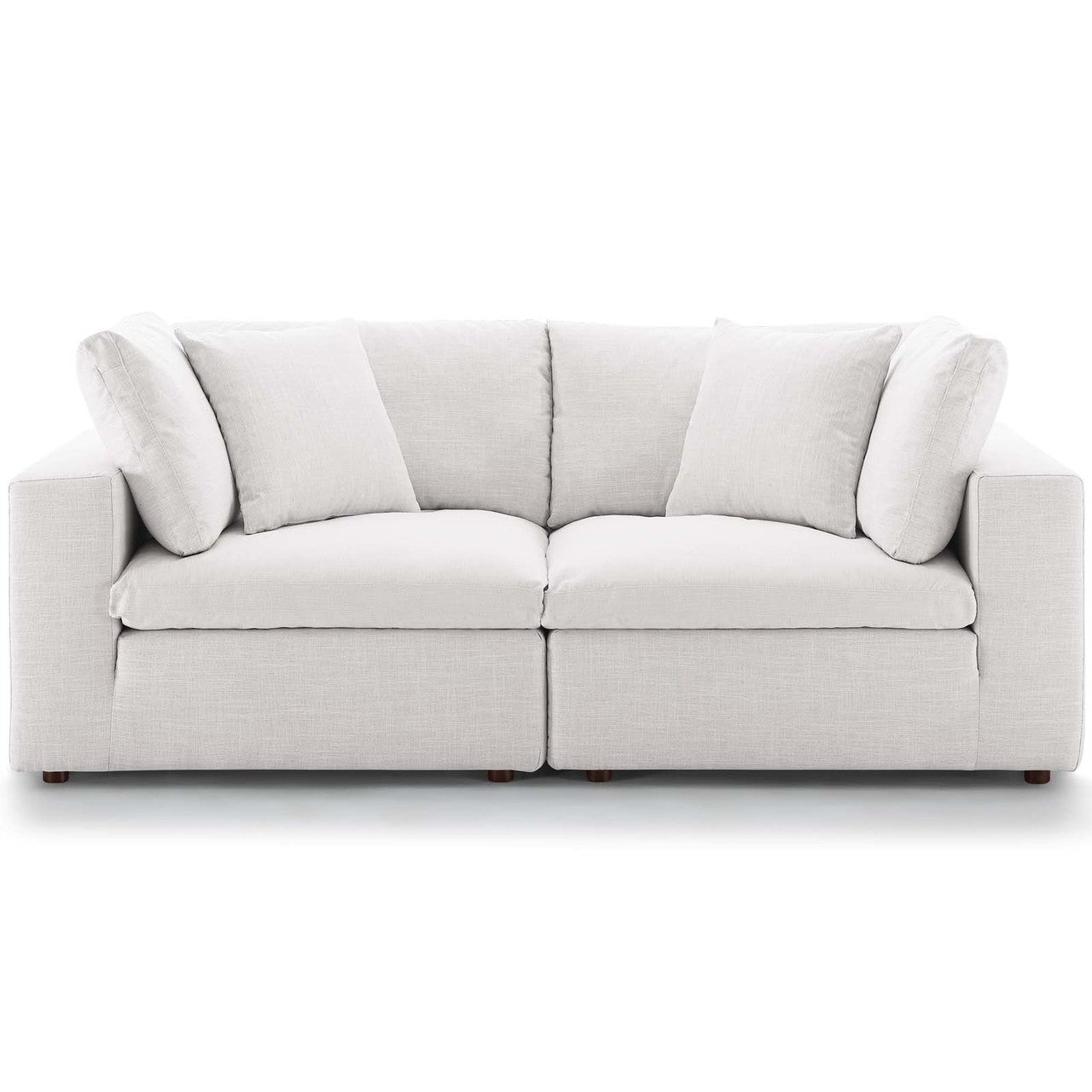 Commix Down Filled Overstuffed 2 Piece Sectional Sofa Set, Fabric, Beige 15717