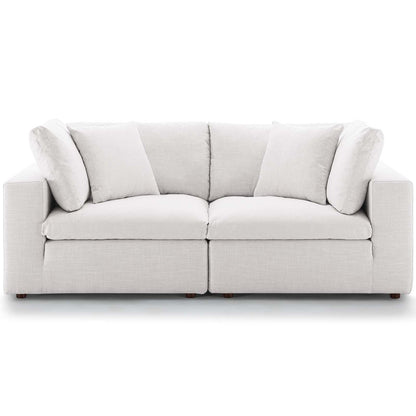 Commix Down Filled Overstuffed 2 Piece Sectional Sofa Set, Fabric, Beige 15717