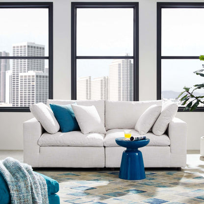Commix Down Filled Overstuffed 2 Piece Sectional Sofa Set, Fabric, Beige 15717