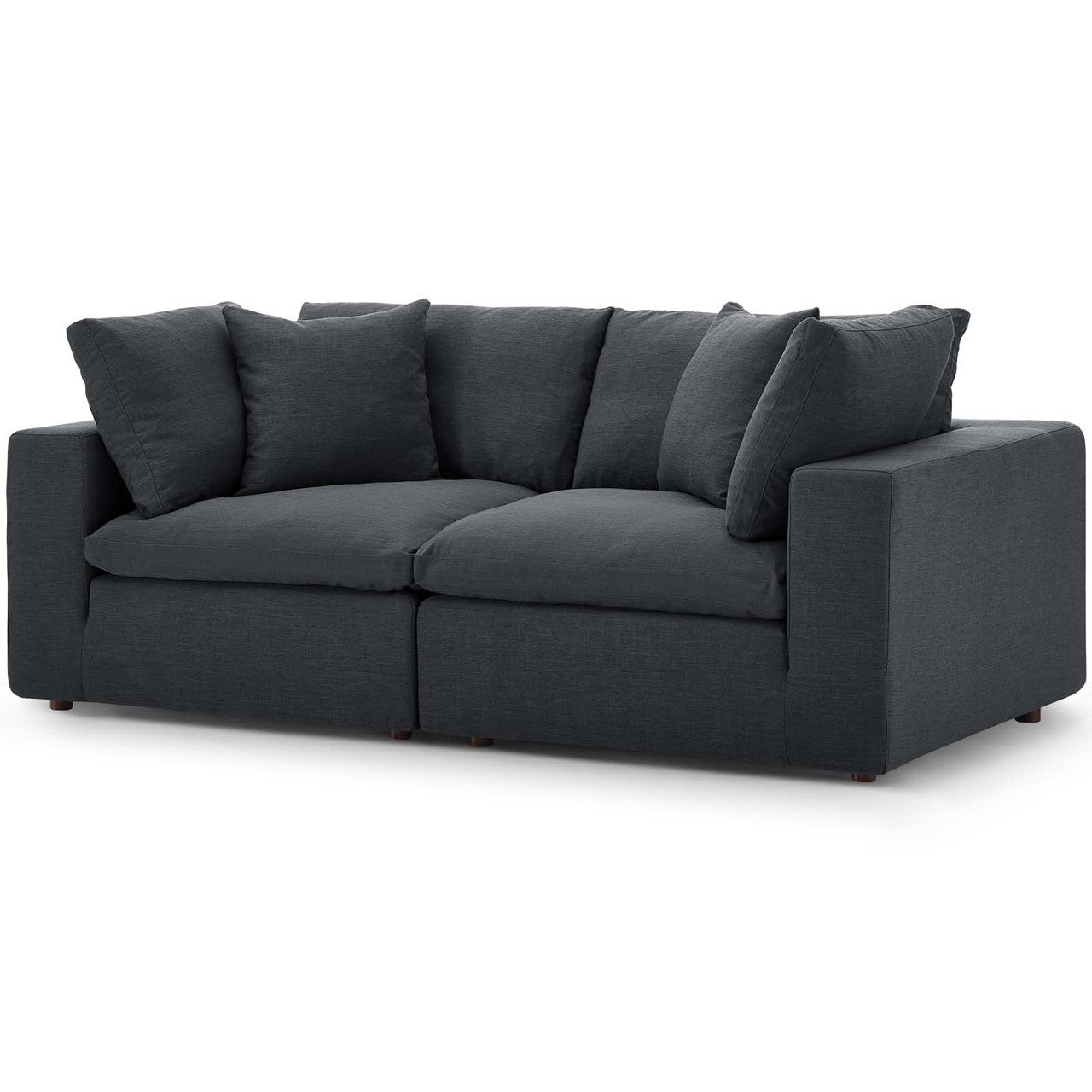 Commix Down Filled Overstuffed 2 Piece Sectional Sofa Set, Fabric, Grey Gray 15718