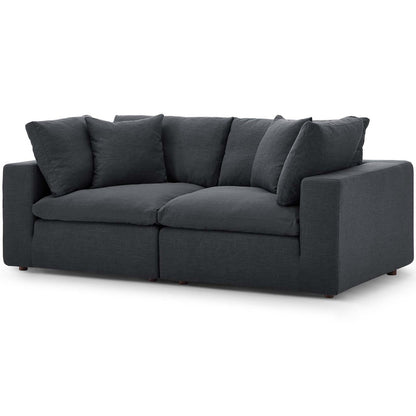 Commix Down Filled Overstuffed 2 Piece Sectional Sofa Set, Fabric, Grey Gray 15718