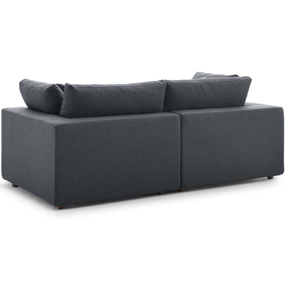 Commix Down Filled Overstuffed 2 Piece Sectional Sofa Set, Fabric, Grey Gray 15718
