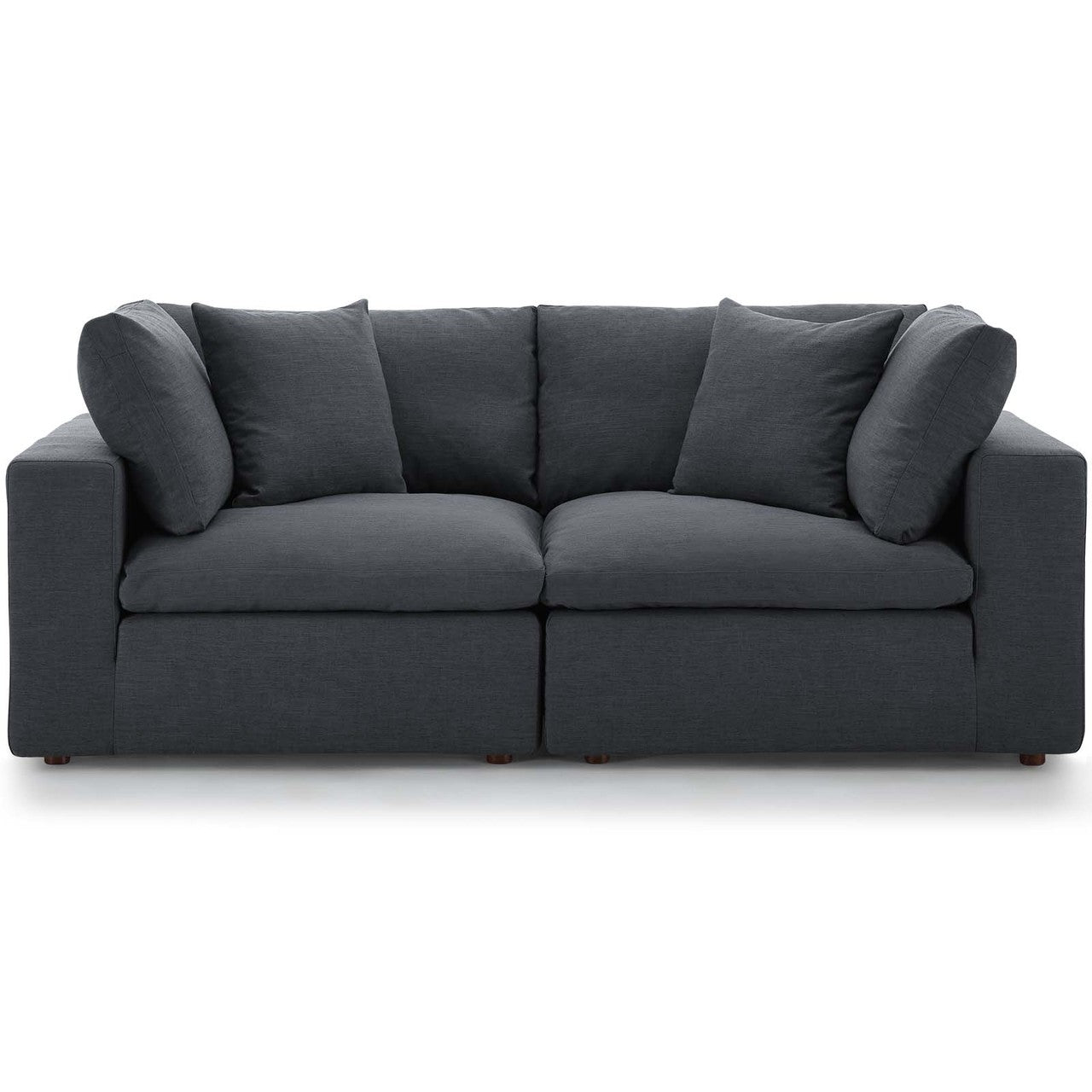 Commix Down Filled Overstuffed 2 Piece Sectional Sofa Set, Fabric, Grey Gray 15718