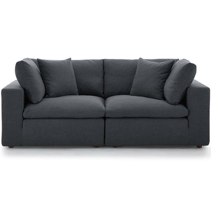 Commix Down Filled Overstuffed 2 Piece Sectional Sofa Set, Fabric, Grey Gray 15718