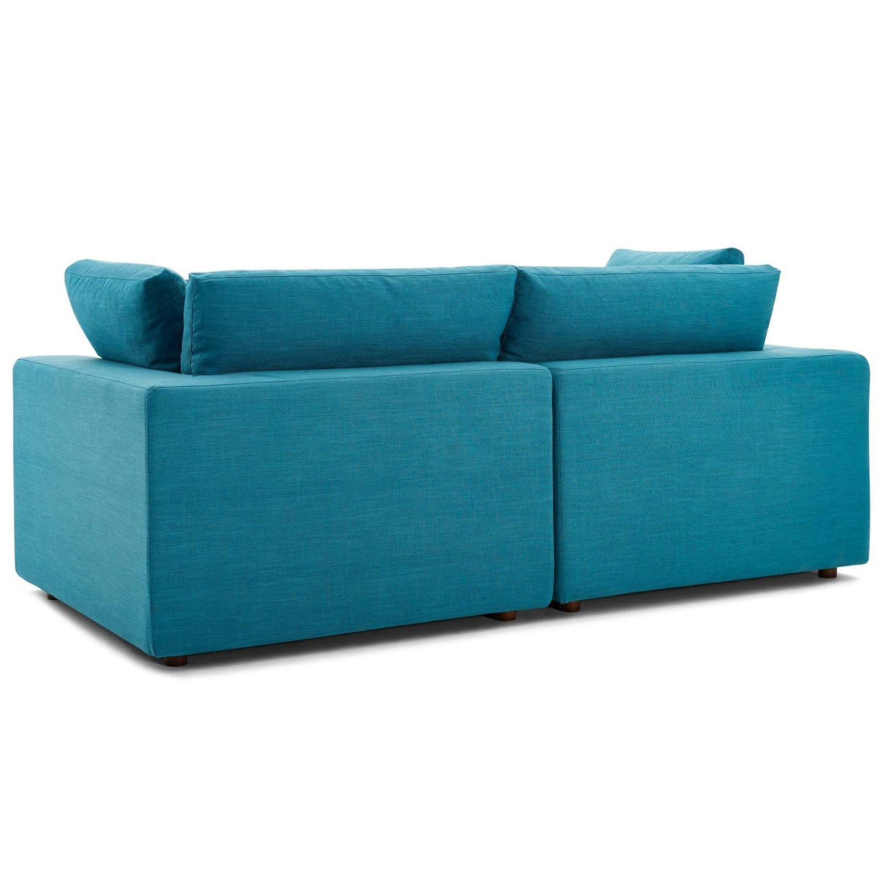 Commix Down Filled Overstuffed 2 Piece Sectional Sofa Set, Fabric, Aqua Blue 15719