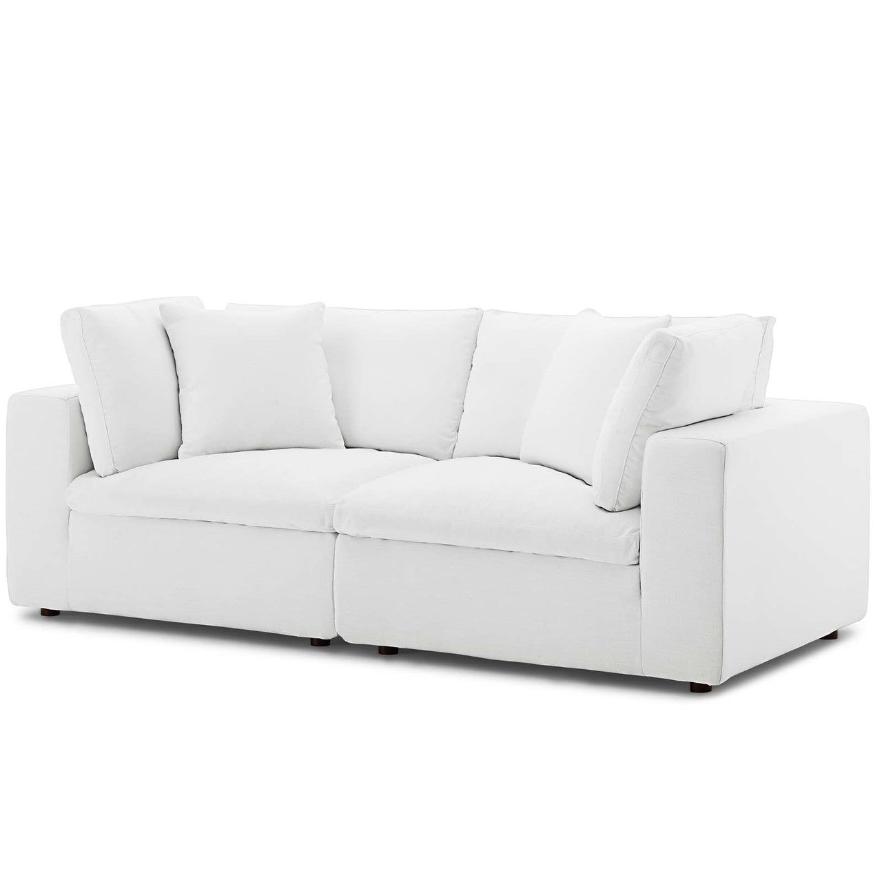 Commix Down Filled Overstuffed 2 Piece Sectional Sofa Set, Fabric, White 15720