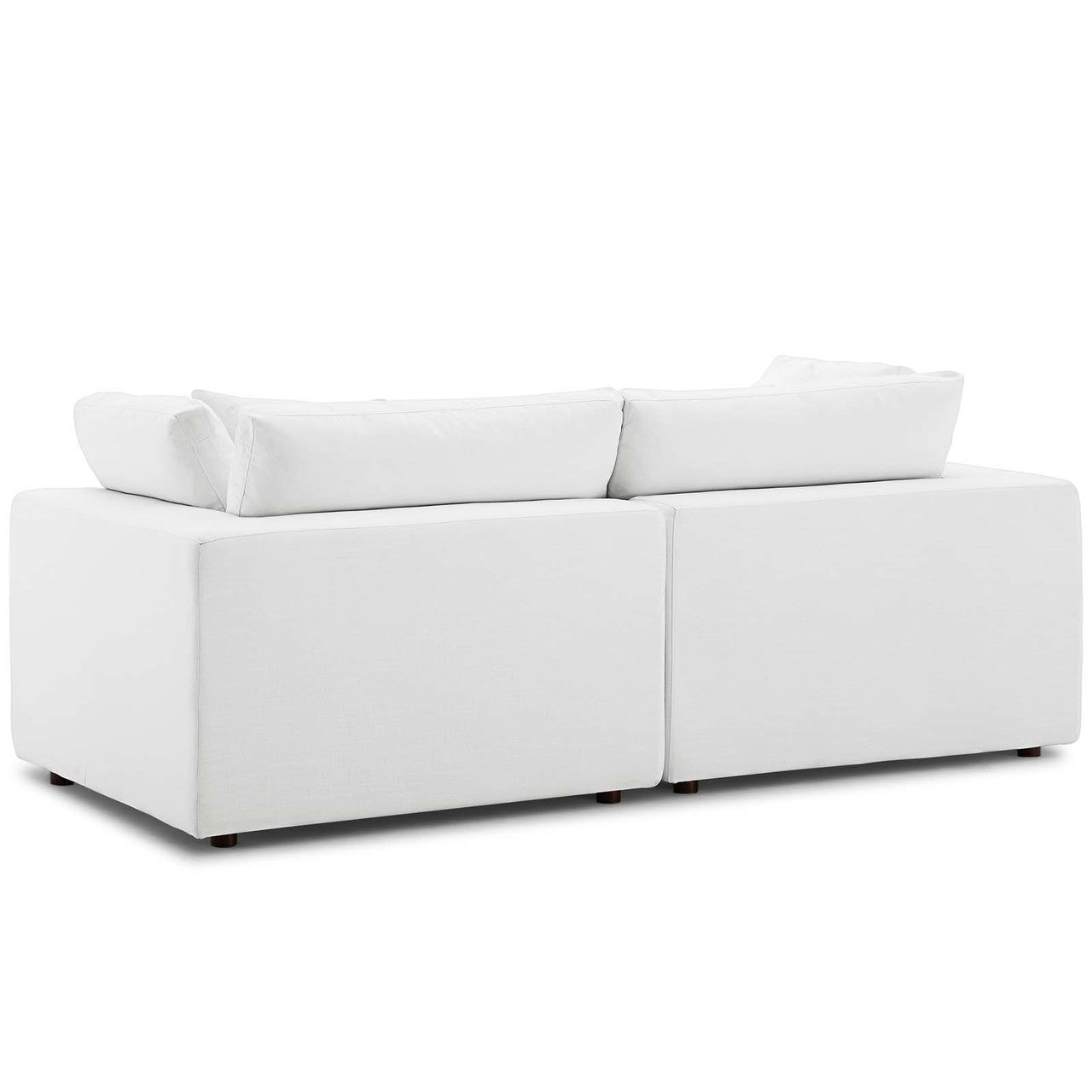 Commix Down Filled Overstuffed 2 Piece Sectional Sofa Set, Fabric, White 15720