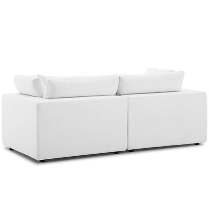 Commix Down Filled Overstuffed 2 Piece Sectional Sofa Set, Fabric, White 15720