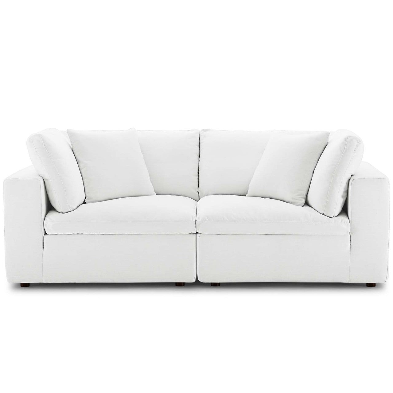 Commix Down Filled Overstuffed 2 Piece Sectional Sofa Set, Fabric, White 15720