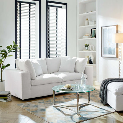 Commix Down Filled Overstuffed 2 Piece Sectional Sofa Set, Fabric, White 15720