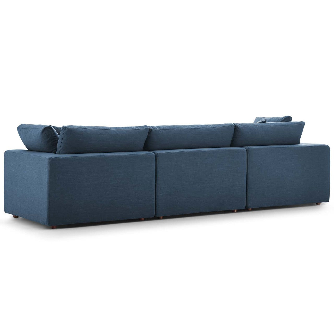 Commix Down Filled Overstuffed 3 Piece Sectional Sofa Set, Fabric, Navy Blue 15721
