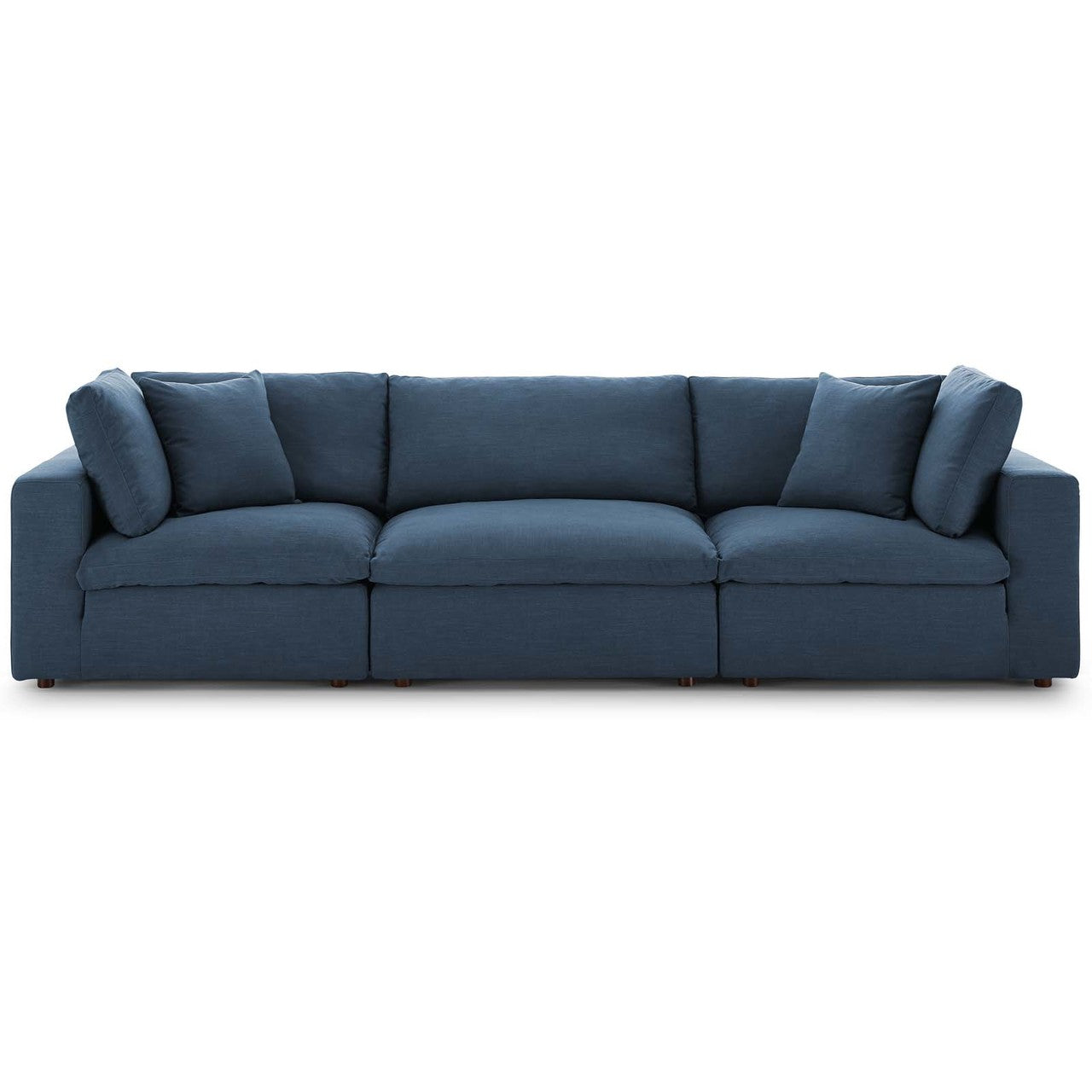 Commix Down Filled Overstuffed 3 Piece Sectional Sofa Set, Fabric, Navy Blue 15721