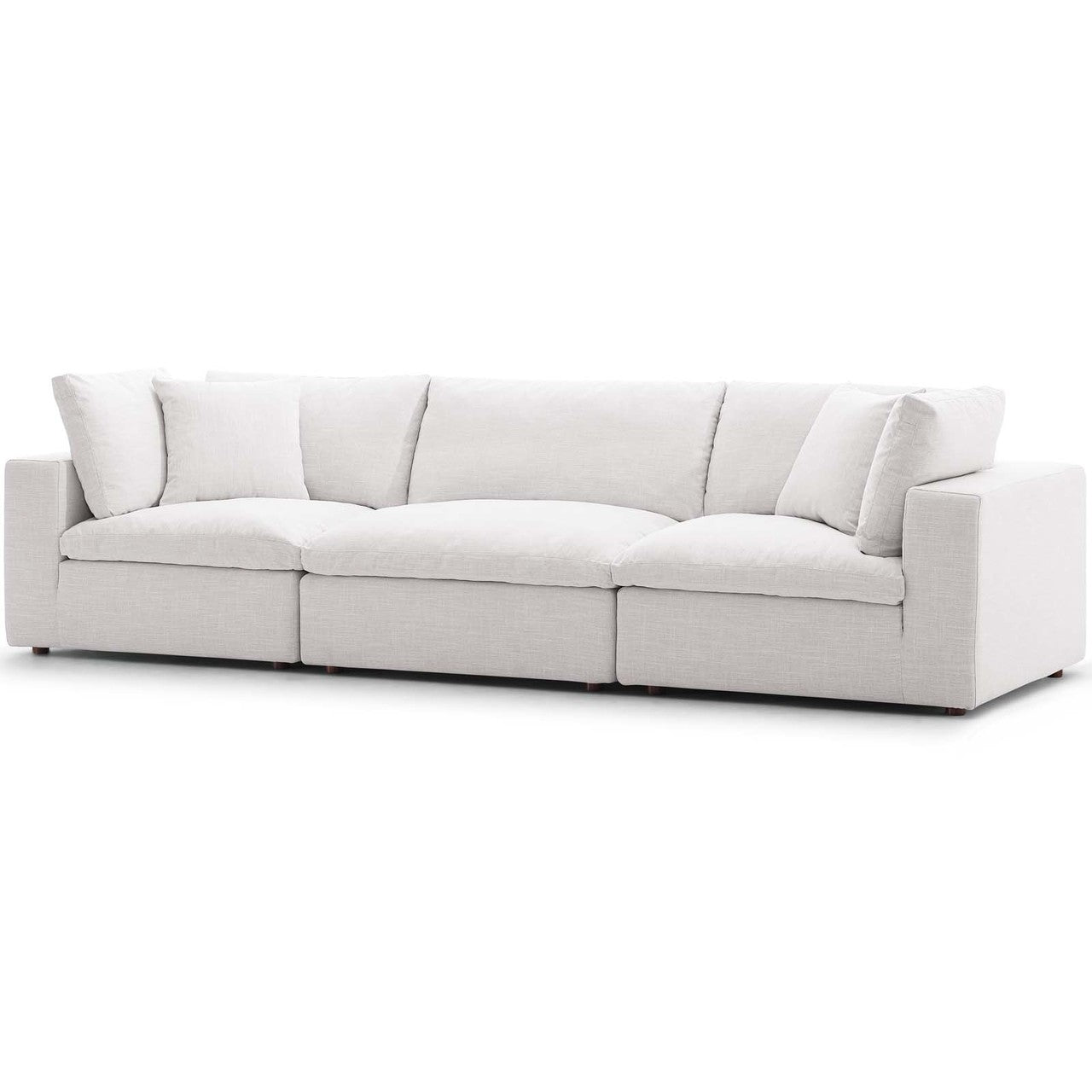 Commix Down Filled Overstuffed 3 Piece Sectional Sofa Set, Fabric, Beige 15722