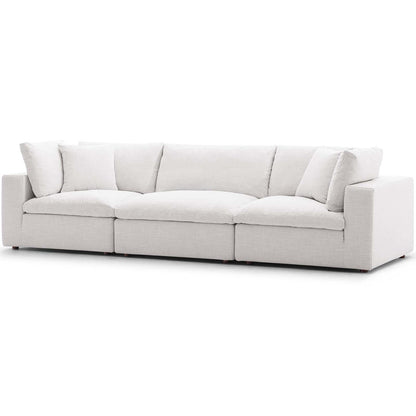 Commix Down Filled Overstuffed 3 Piece Sectional Sofa Set, Fabric, Beige 15722